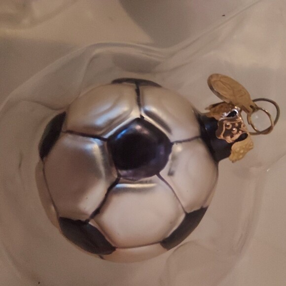Glass Mini Ornaments Sports Ball Christmas 12 Pc Set Vintage 2" Football Soccer - Picture 6 of 13